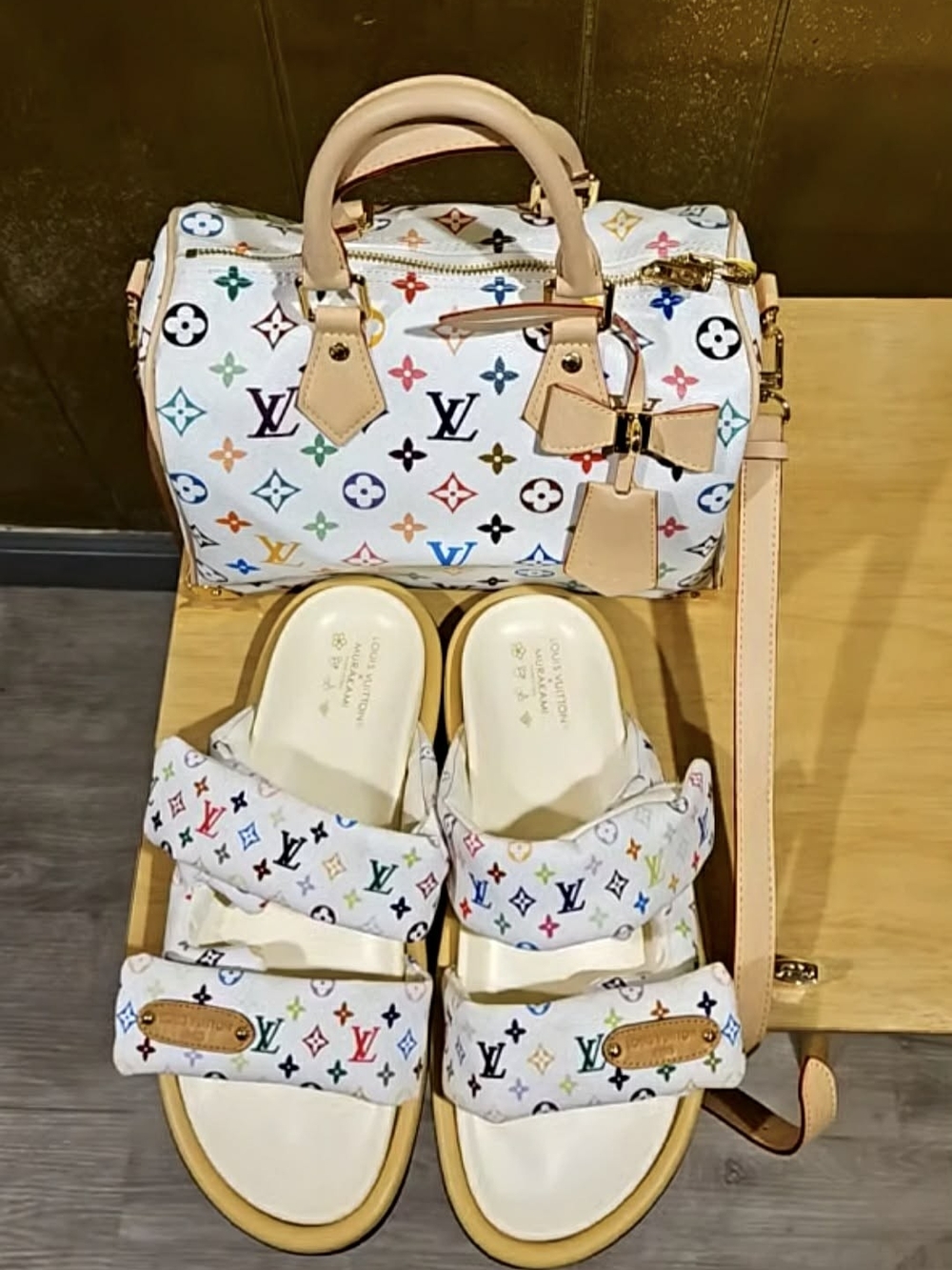 White Multicolor Monogram Crossbody Satchel Only